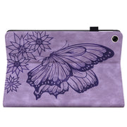 For Realme Pad Big Butterfly Embossed Leather Tablet Case(Purple)
