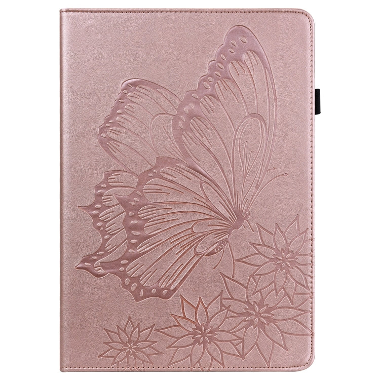 For Realme Pad Big Butterfly Embossed Leather Tablet Case(Rose Gold)