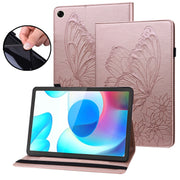 For Realme Pad Big Butterfly Embossed Leather Tablet Case(Rose Gold)