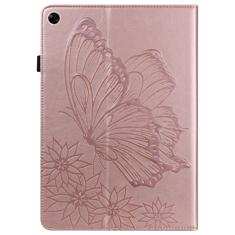For Realme Pad Big Butterfly Embossed Leather Tablet Case(Rose Gold)