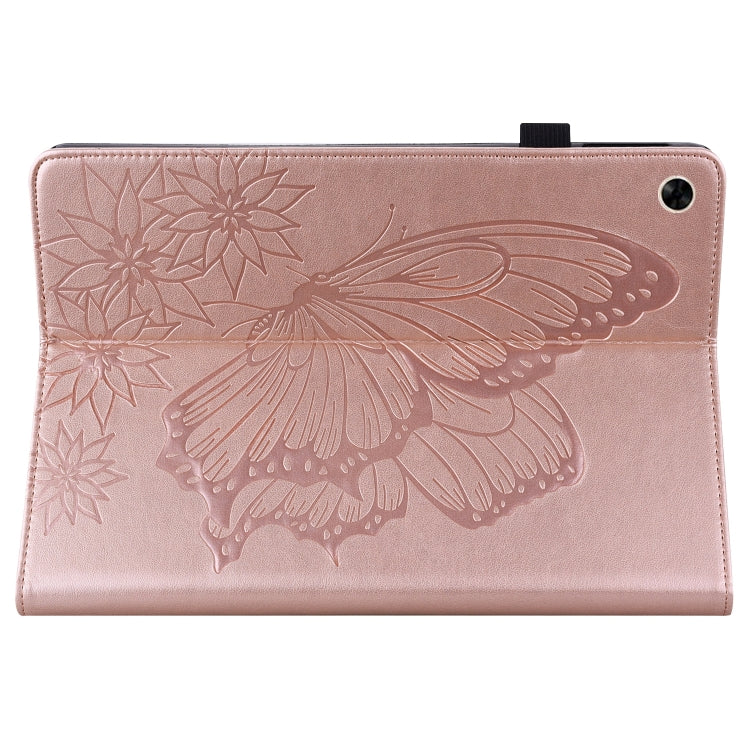 For Realme Pad Big Butterfly Embossed Leather Tablet Case(Rose Gold)