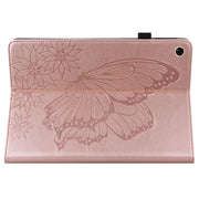 For Realme Pad Big Butterfly Embossed Leather Tablet Case(Rose Gold)