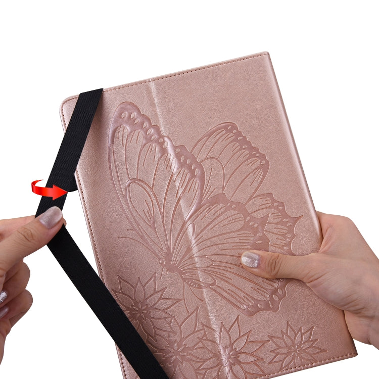 For Realme Pad Big Butterfly Embossed Leather Tablet Case(Rose Gold)