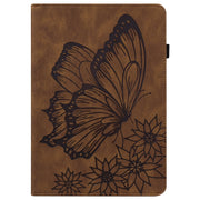 For Realme Pad Big Butterfly Embossed Leather Tablet Case(Brown)