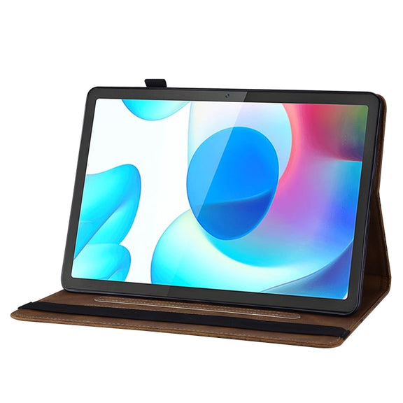 For Realme Pad Big Butterfly Embossed Leather Tablet Case(Brown)