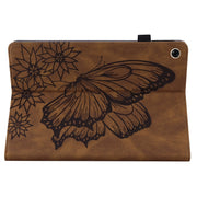 For Realme Pad Big Butterfly Embossed Leather Tablet Case(Brown)