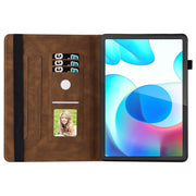 For Realme Pad Big Butterfly Embossed Leather Tablet Case(Brown)