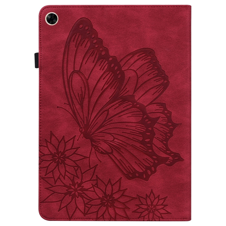 For Realme Pad Big Butterfly Embossed Leather Tablet Case(Red)