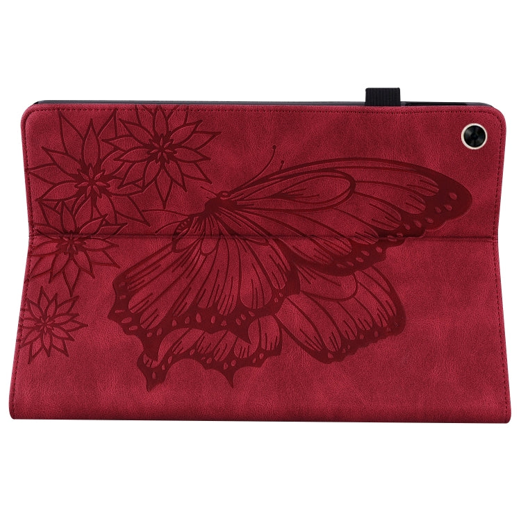 For Realme Pad Big Butterfly Embossed Leather Tablet Case(Red)