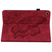 For Realme Pad Big Butterfly Embossed Leather Tablet Case(Red)