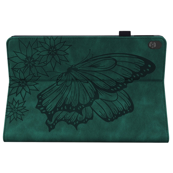 For Lenovo Tab M10 X505L Big Butterfly Embossed Leather Tablet Case(Green)