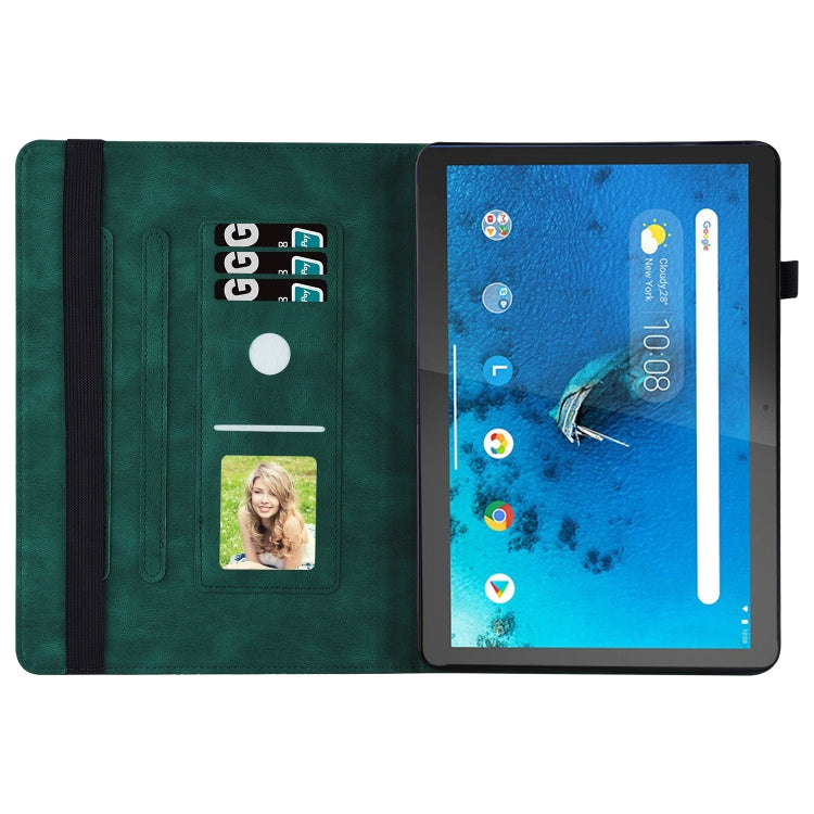 For Lenovo Tab M10 X505L Big Butterfly Embossed Leather Tablet Case(Green)