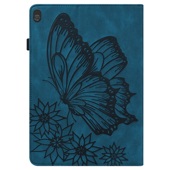For Lenovo Tab M10 X505L Big Butterfly Embossed Leather Tablet Case(Blue)