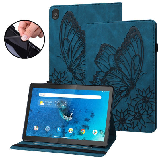 For Lenovo Tab M10 X505L Big Butterfly Embossed Leather Tablet Case(Blue)
