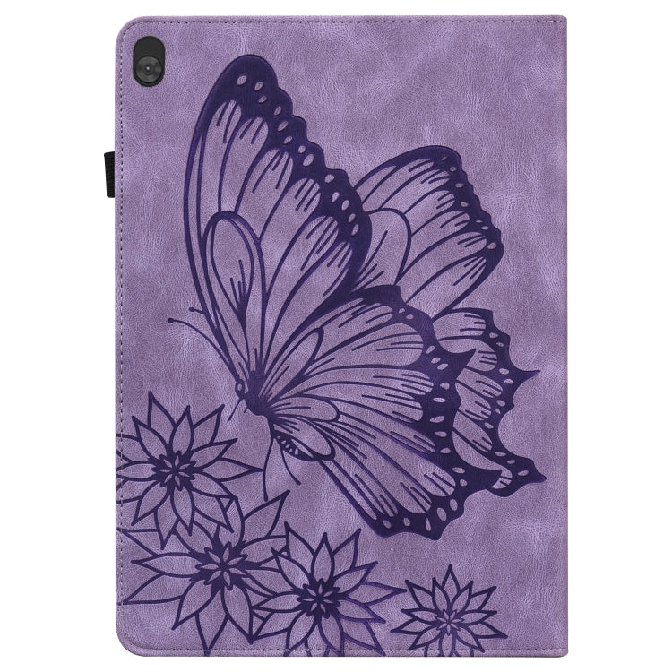 For Lenovo Tab M10 X505L Big Butterfly Embossed Leather Tablet Case(Purple)