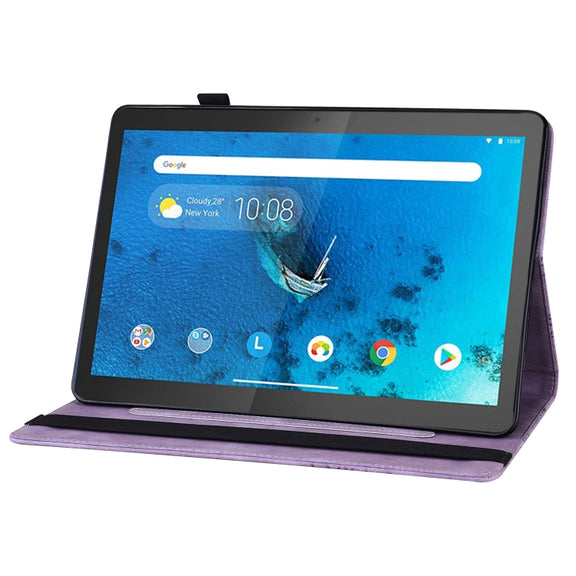For Lenovo Tab M10 X505L Big Butterfly Embossed Leather Tablet Case(Purple)