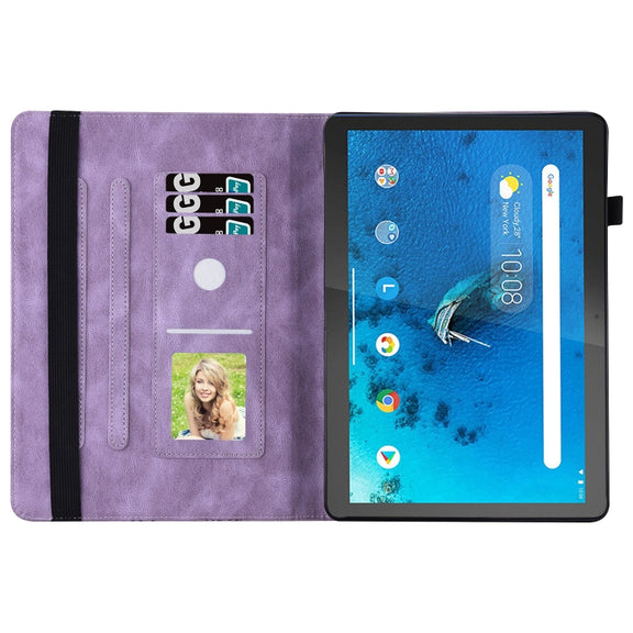 For Lenovo Tab M10 X505L Big Butterfly Embossed Leather Tablet Case(Purple)