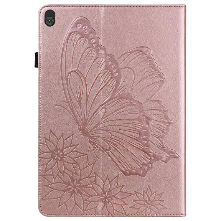 For Lenovo Tab M10 X505L Big Butterfly Embossed Leather Tablet Case(Rose Gold)