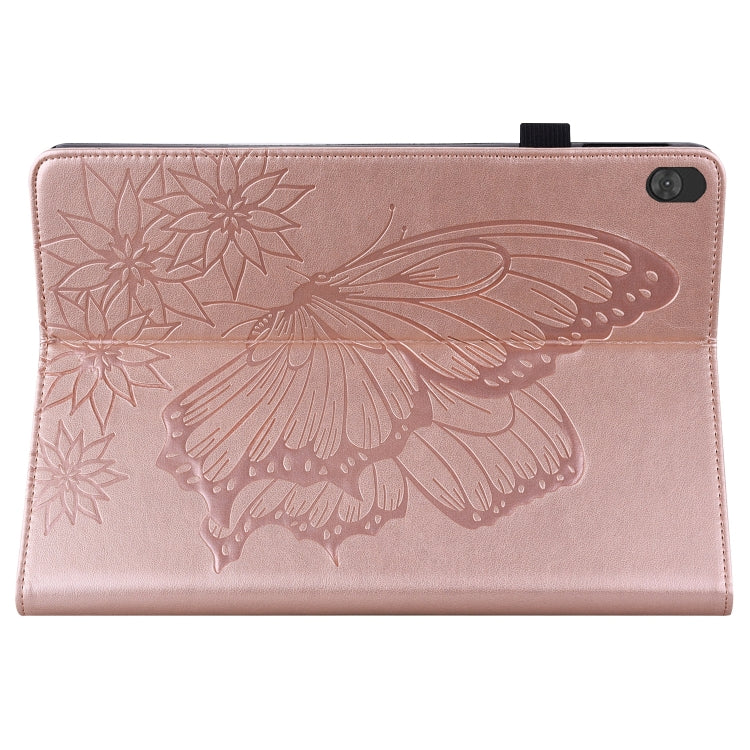 For Lenovo Tab M10 X505L Big Butterfly Embossed Leather Tablet Case(Rose Gold)
