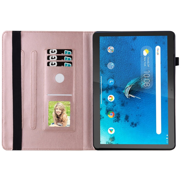For Lenovo Tab M10 X505L Big Butterfly Embossed Leather Tablet Case(Rose Gold)