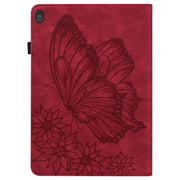 For Lenovo Tab M10 X505L Big Butterfly Embossed Leather Tablet Case(Red)