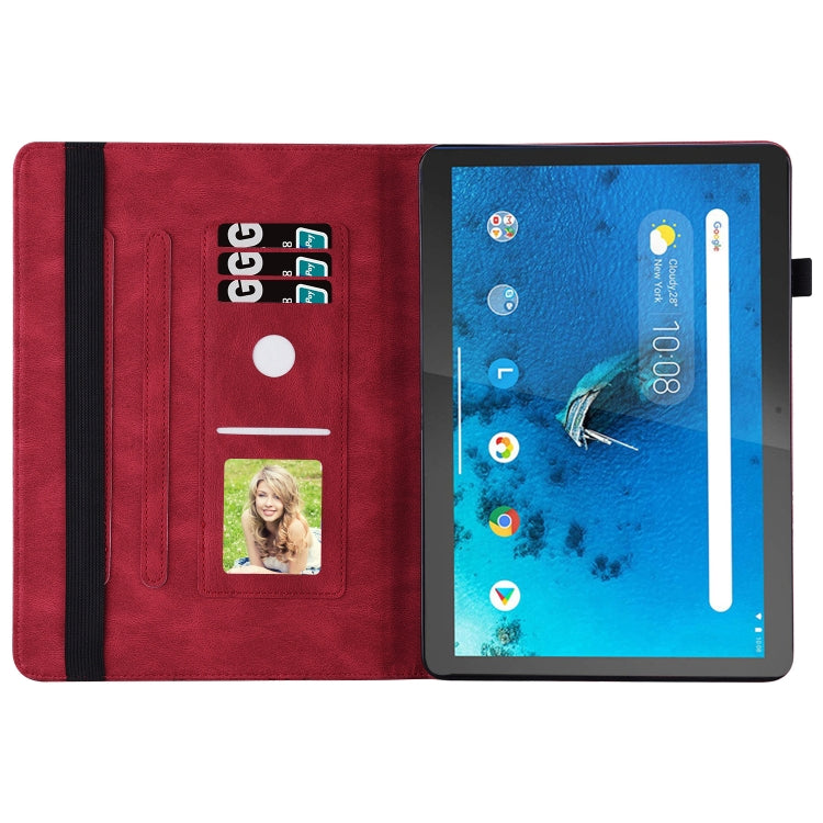 For Lenovo Tab M10 X505L Big Butterfly Embossed Leather Tablet Case(Red)