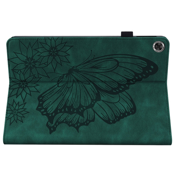 For Lenovo Tab M10 Plus 10.6 3rd Gen 2022 Big Butterfly Embossed Leather Tablet Case(Green)