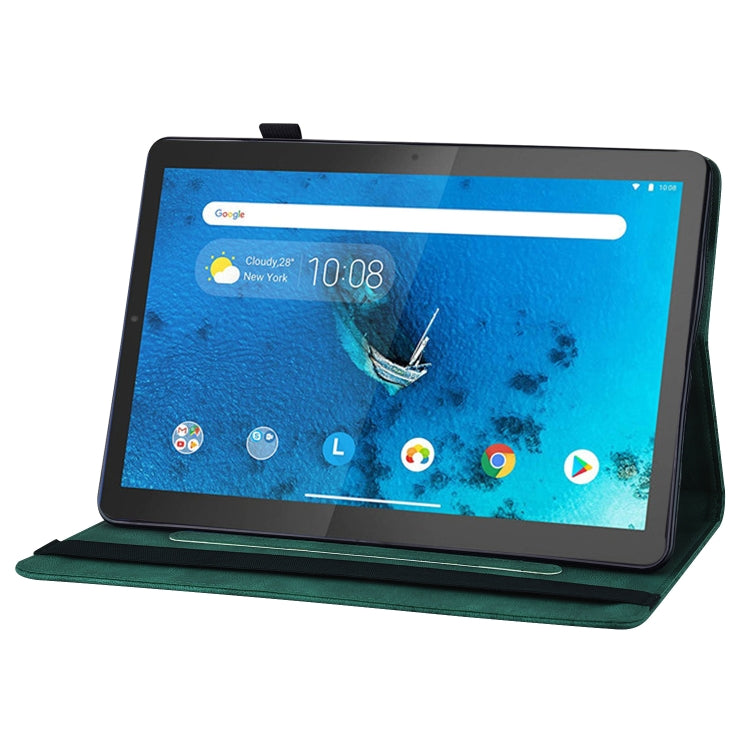 For Lenovo M10 Plus X606F Big Butterfly Embossed Leather Tablet Case(Green)