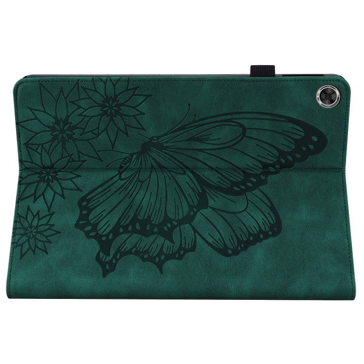 For Lenovo M10 Plus X606F Big Butterfly Embossed Leather Tablet Case(Green)
