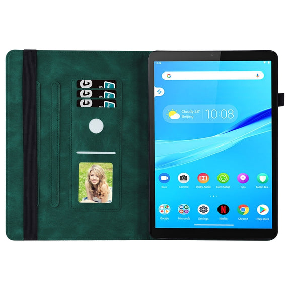 For Lenovo M10 Plus X606F Big Butterfly Embossed Leather Tablet Case(Green)