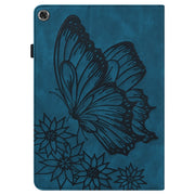 For Lenovo M10 Plus X606F Big Butterfly Embossed Leather Tablet Case(Blue)