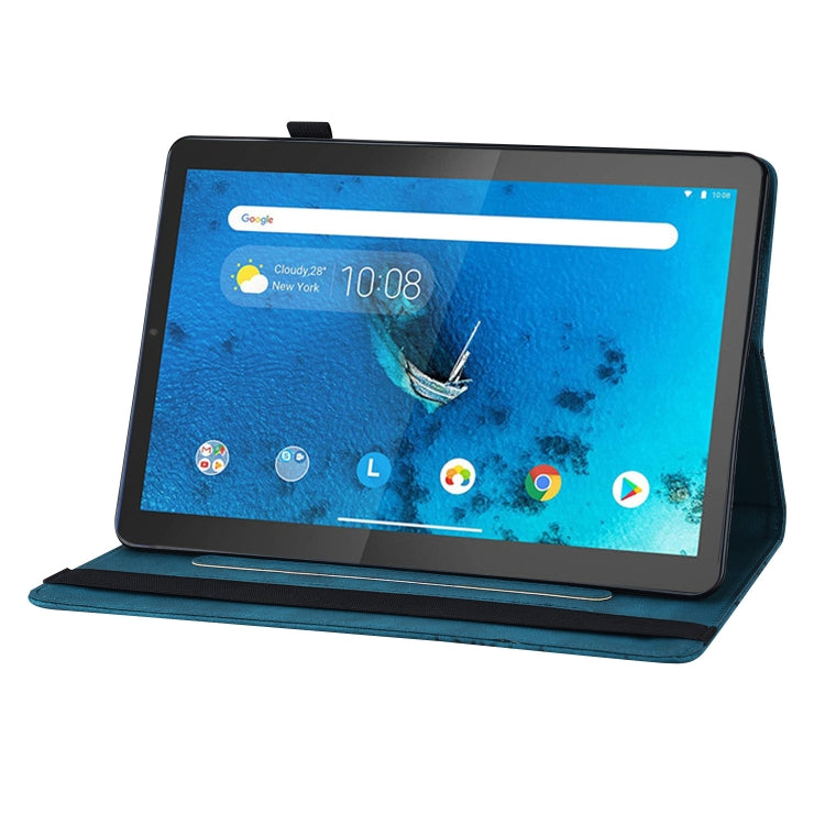 For Lenovo M10 Plus X606F Big Butterfly Embossed Leather Tablet Case(Blue)