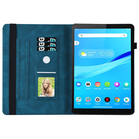 For Lenovo M10 Plus X606F Big Butterfly Embossed Leather Tablet Case(Blue)