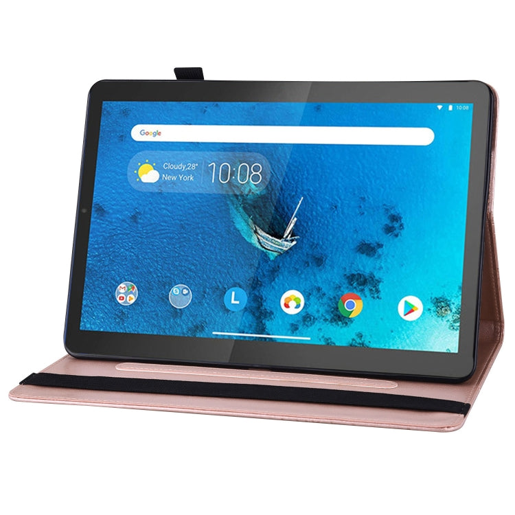 For Lenovo M10 Plus X606F Big Butterfly Embossed Leather Tablet Case(Rose Gold)