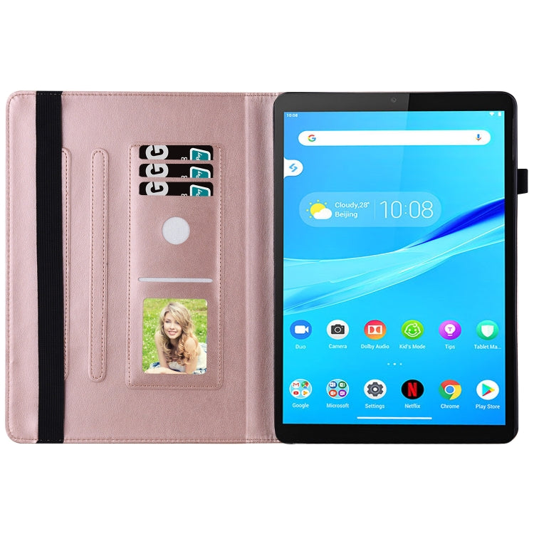 For Lenovo M10 Plus X606F Big Butterfly Embossed Leather Tablet Case(Rose Gold)