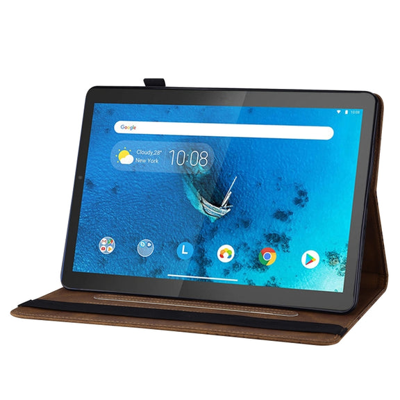 For Lenovo M10 Plus X606F Big Butterfly Embossed Leather Tablet Case(Brown)