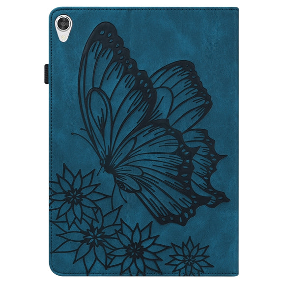 For Lenovo Tab P11 Big Butterfly Embossed Leather Tablet Case(Blue)