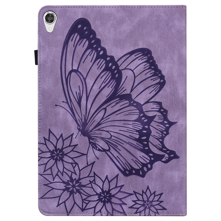 For Lenovo Tab P11 Big Butterfly Embossed Leather Tablet Case(Purple)