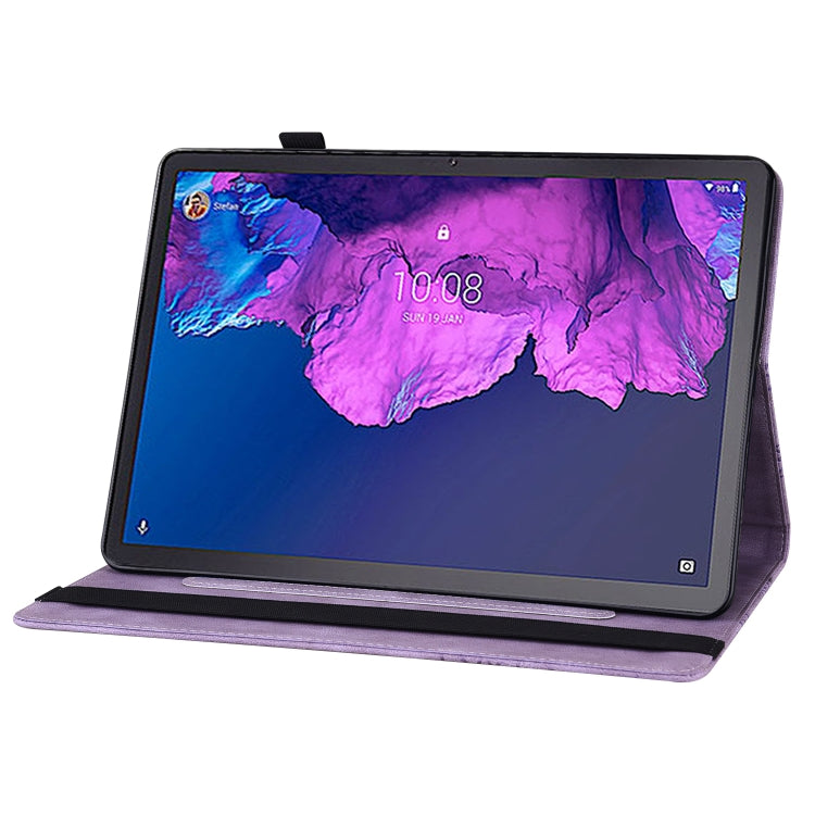 For Lenovo Tab P11 Big Butterfly Embossed Leather Tablet Case(Purple)