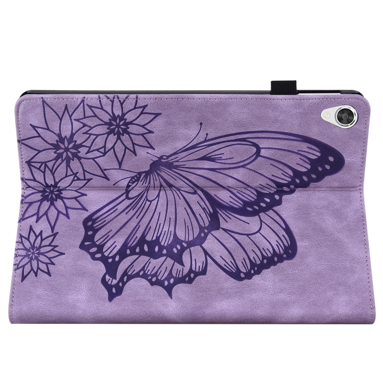 For Lenovo Tab P11 Big Butterfly Embossed Leather Tablet Case(Purple)