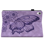 For Lenovo Tab P11 Big Butterfly Embossed Leather Tablet Case(Purple)