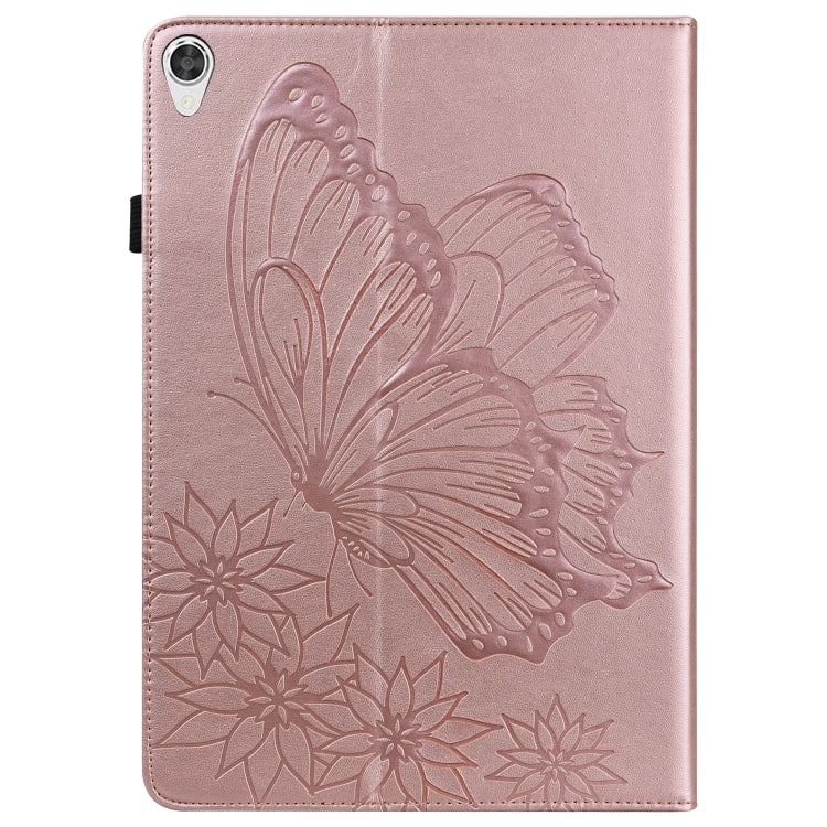 For Lenovo Tab P11 Big Butterfly Embossed Leather Tablet Case(Rose Gold)