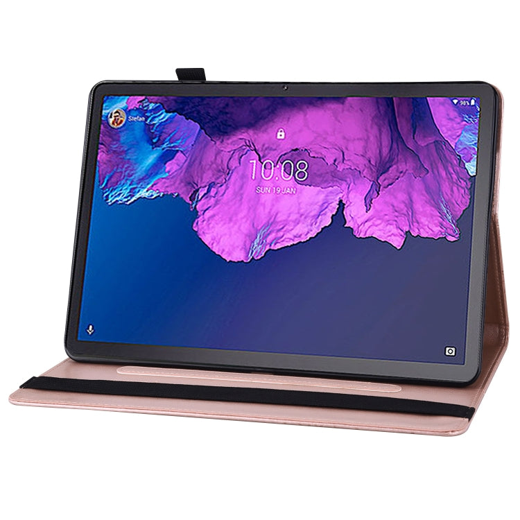 For Lenovo Tab P11 Big Butterfly Embossed Leather Tablet Case(Rose Gold)