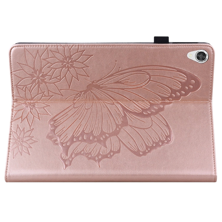 For Lenovo Tab P11 Big Butterfly Embossed Leather Tablet Case(Rose Gold)