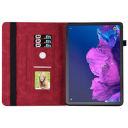 For Lenovo Tab P11 Big Butterfly Embossed Leather Tablet Case(Red)