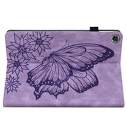 For Lenovo Tab M10 HD 2nd Gen Big Butterfly Embossed Leather Tablet Case(Purple)