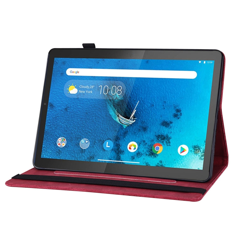 For Lenovo Tab M10 HD 2nd Gen Big Butterfly Embossed Leather Tablet Case(Red)