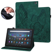 For Amazon Kindle Fire HD 10 / 10 Plus 2021 Big Butterfly Embossed Leather Tablet Case(Green)