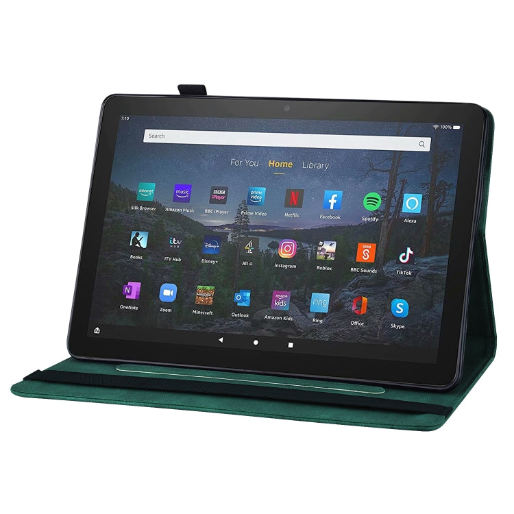 For Amazon Kindle Fire HD 10 / 10 Plus 2021 Big Butterfly Embossed Leather Tablet Case(Green)
