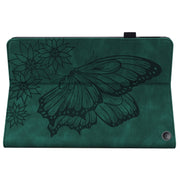 For Amazon Kindle Fire HD 10 / 10 Plus 2021 Big Butterfly Embossed Leather Tablet Case(Green)